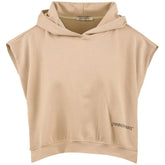 Hinnominate Beige Cotton Women Sleeveless Hoodie